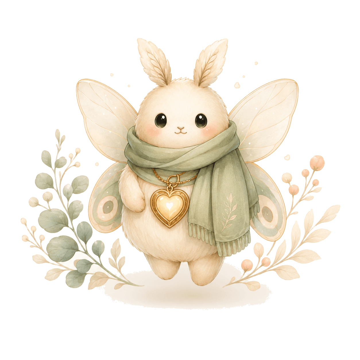 Kee mascot surrounded by gentle botanical details.